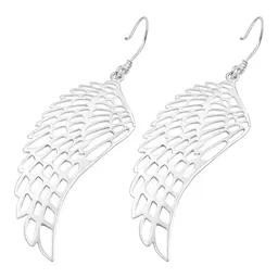 Aretes Colgantes Plata 925 Alas de Ángel Caladas - Imagen 3