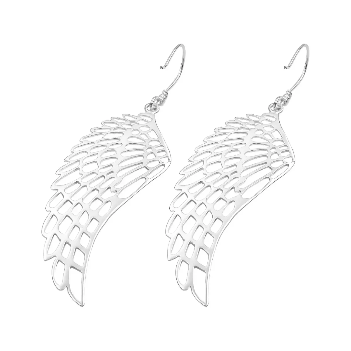 Aretes Colgantes Plata 999 Alas de Ángel Caladas - Imagen 3