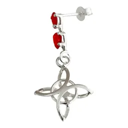 Aretes Colgantes Plata 925 Nudo Bruja Zirconia Roja - Imagen 2