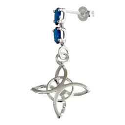 Aretes Colgantes Plata 925 Nudo de Bruja con Zirconia Azul - Imagen 2