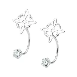 Aretes Colgantes Plata 925 Nudo de Bruja con Zirconia - Imagen 1