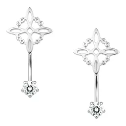 Aretes Colgantes Plata 925 Nudo de Bruja con Zirconia - Imagen 2