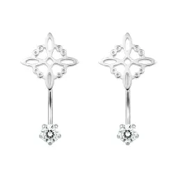 Aretes Colgantes Plata 925 Nudo de Bruja con Zirconia - Imagen 3