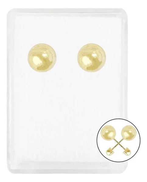Aretes Dormilona Bola Oro 10k Pulido 5mm para Mujer - Imagen 1