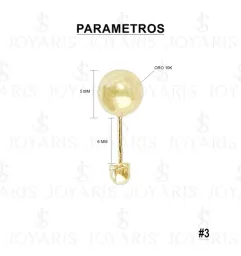 Aretes Dormilona Bola Oro 10k Pulido 5mm para Mujer - Imagen 2