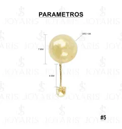 Aretes Dormilona Oro 10k Bola Diseño Liso Pulido - Imagen 2