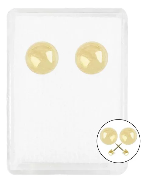 Aretes Dormilona Oro 10k Bola Pulida Clásica para Mujer - Imagen 1
