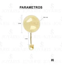 Aretes Dormilona Oro 10k Bola Pulida Clásica para Mujer - Imagen 2