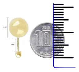 Aretes Dormilona Oro 10k Bola Pulida Clásica para Mujer - Imagen 3