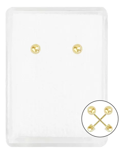 Aretes Dormilona Bola Oro 14k Diseño Liso Clásico Unisex - Imagen 1