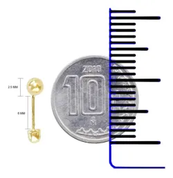 Aretes Dormilona Bola Oro 14k Diseño Liso Clásico Unisex - Imagen 3