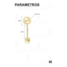 Aretes Dormilona Bola Sólida Oro 10k Unisex - Imagen 2