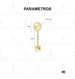 Aretes Dormilona Bola Sólida Oro 10k Unisex - Imagen 2