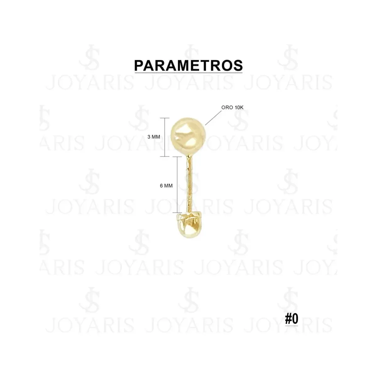 Aretes Dormilona Bola Sólida Oro 10k Unisex - Imagen 2