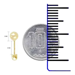 Aretes Dormilona Bola Sólida Oro 10k Unisex - Imagen 3