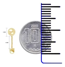 Aretes Dormilona Bola Sólida Oro 10k Unisex - Imagen 3
