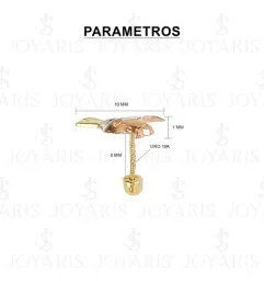 Aretes Broquel Oro 10k Colibrí Diseño Florentino para Mujer - Imagen 2