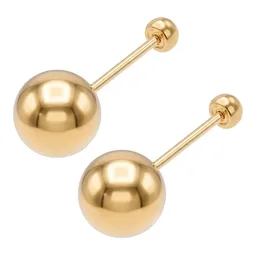 Aretes Dormilona Oro 10k Bola Diseño Liso Pulido - Imagen 2