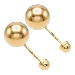 Aretes Dormilona Oro 10k Bola Diseño Liso Pulido - Imagen 3