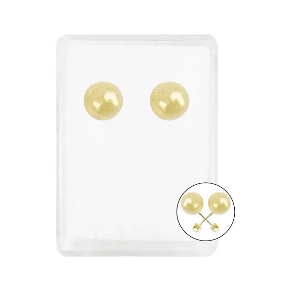 Aretes Dormilona Oro 10k Bola Pulida 6mm - Imagen 1