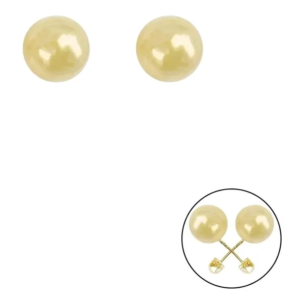 Aretes Dormilona Oro 10k Bola Pulida 6mm - Imagen 1