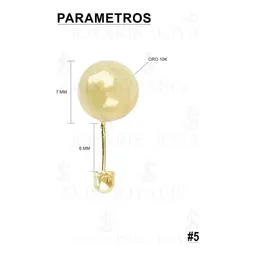 Aretes Dormilona Oro 10k Bola Pulida 6mm - Imagen 2