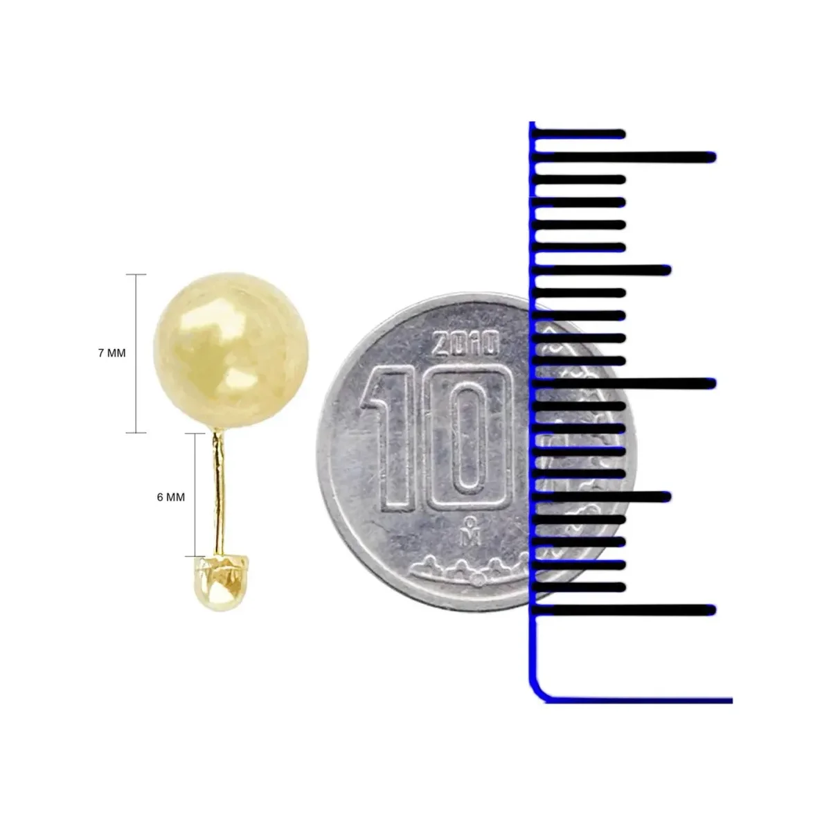 Aretes Dormilona Oro 10k Bola Pulida 6mm - Imagen 3
