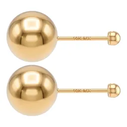 Aretes Dormilona Oro 10k Bola Pulida Clásica para Mujer - Imagen 4