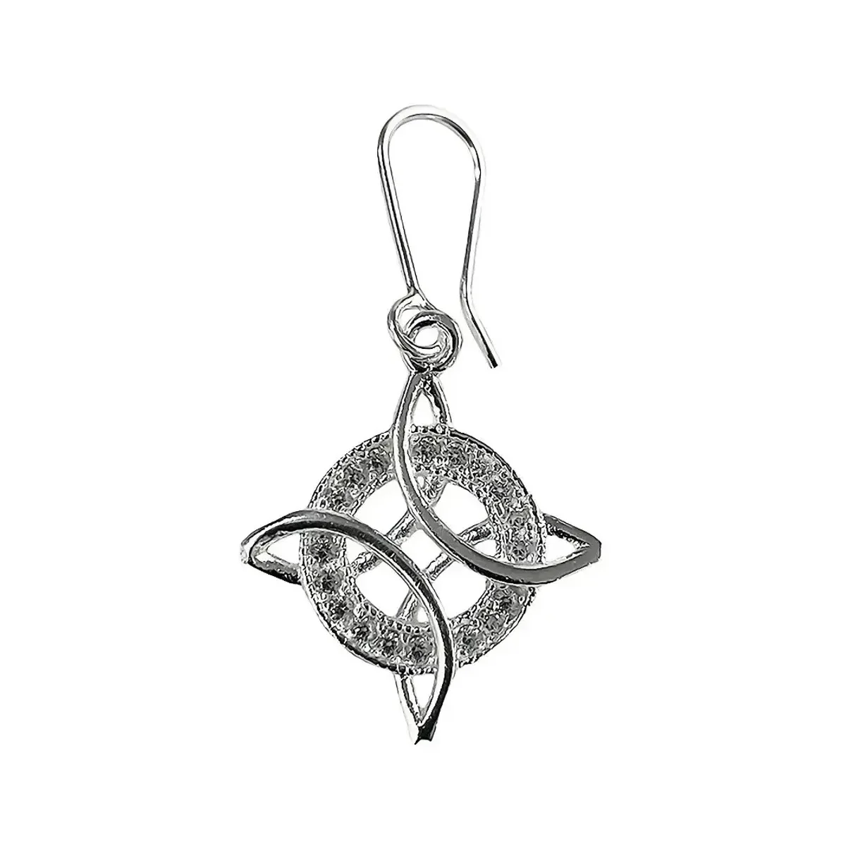 Aretes Gancho Plata 925 Nudo de Bruja con Zirconias Blancas - Imagen 2