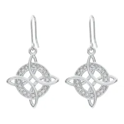 Aretes Gancho Plata 925 Nudo de Bruja con Zirconias Blancas - Imagen 1