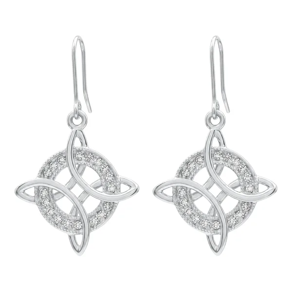 Aretes Gancho Plata 925 Nudo de Bruja con Zirconias Blancas - Imagen 1