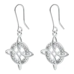 Aretes Gancho Plata 925 Nudo de Bruja con Zirconias Blancas - Imagen 2