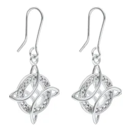 Aretes Gancho Plata 925 Nudo de Bruja con Zirconias Blancas - Imagen 3