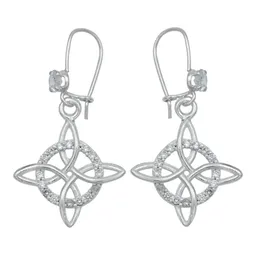 Aretes Gancho Plata 925 Nudo de la Bruja Celta con Zirconia - Imagen 1