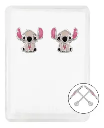 Aretes Huggies Plata 925 Bola Rosa Artesanal Joyería Fina Mexicana - Imagen 1