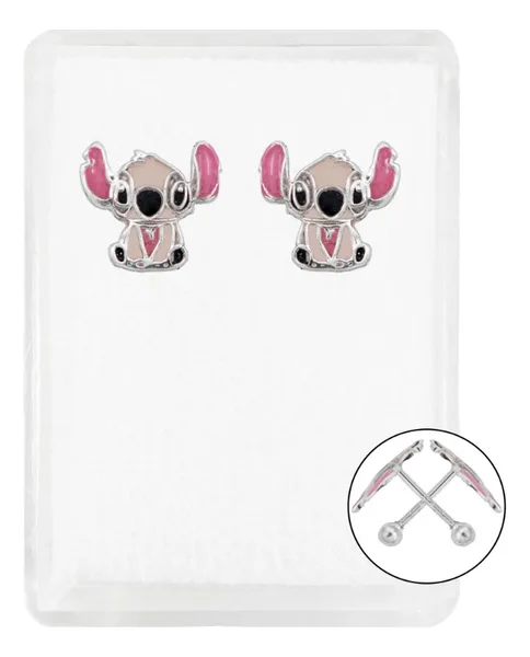 Aretes de plata .925 diseno extraterrestre bolita rosa — Joyaris
