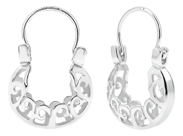 Aretes de plata .925 plateado huggies diseno espiral calada — Joyaris