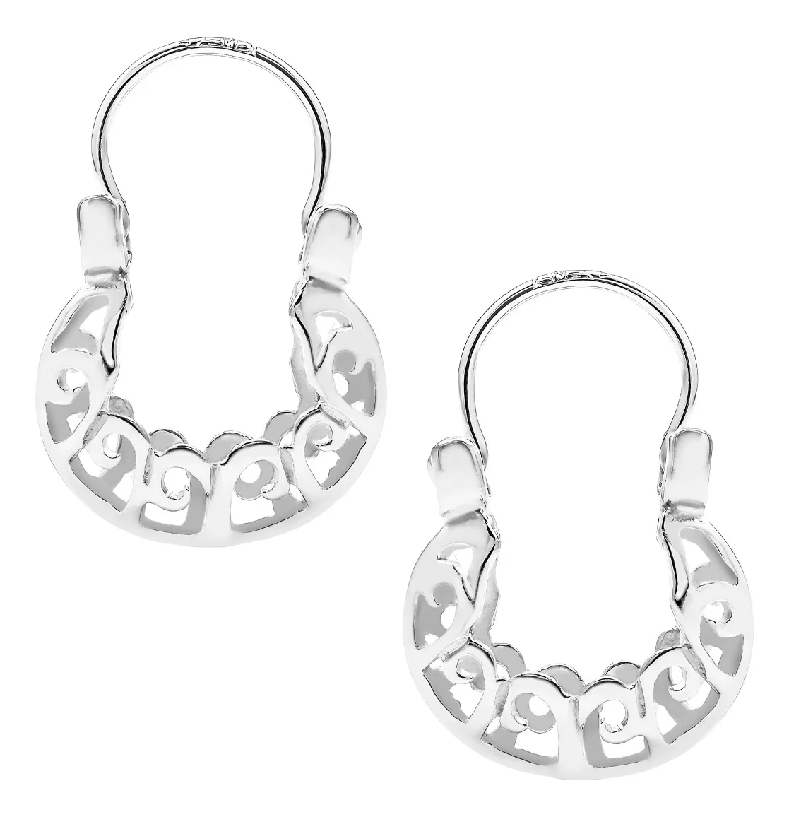 Aretes de plata .925 plateado huggies diseno espiral calada — Joyaris