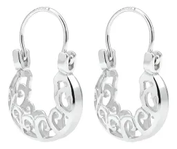 Aretes Arracada Plata 999 Diseño Espiral Calado - Imagen 4