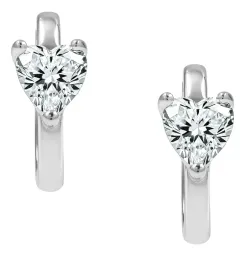 Aretes Huggies Plata 925 Corazón Zirconia Transparente - Imagen 3