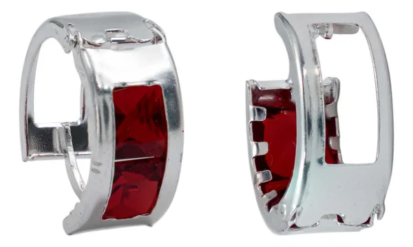 Aretes de plata .925 rojo zirconia huggies mujer — Joyaris