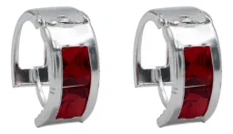 Aretes Huggies Plata 925 con Zirconias Rojas Vibrantes - Imagen 3