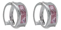 Aretes Colgante Plata 925 Zirconia Rosa Brillante - Imagen 3
