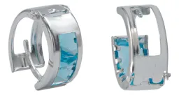 Aretes Huggies Plata 925 Zirconia Celeste Modernos - Imagen 1