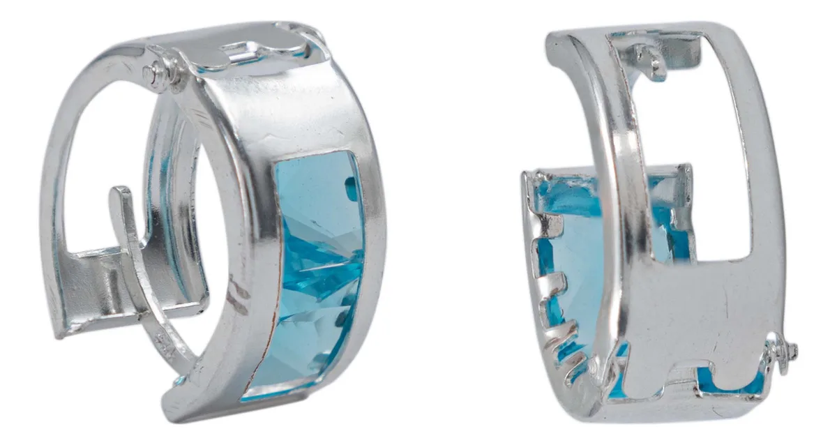 Aretes Huggies Plata 925 con Zirconia Celeste, diseño moderno y versátil, ideales como regalo mamá, joyería ligera para mamá 