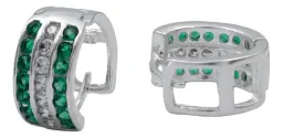 Aretes Huggies Plata 925 Zirconia Verde para Mujer - Imagen 1