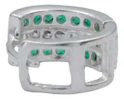 Aretes Huggies Plata 925 Zirconia Verde para Mujer - Imagen 2