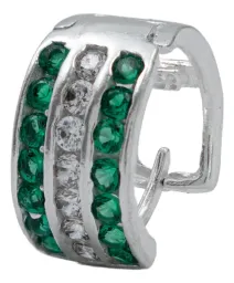 Aretes Huggies Plata 925 Zirconia Verde para Mujer - Imagen 3