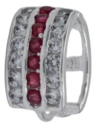 Aretes Huggies Plata 925 Zirconia Roja Grande Diseño Moderno - Imagen 3