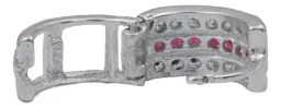 Aretes Huggies Plata 925 Zirconia Roja Grande Diseño Moderno - Imagen 4